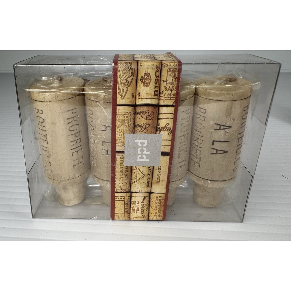 NEW Set of 4 Wine Bottle Cork Candles BY PPD (1 box of 4)  Bottle Topper Bar